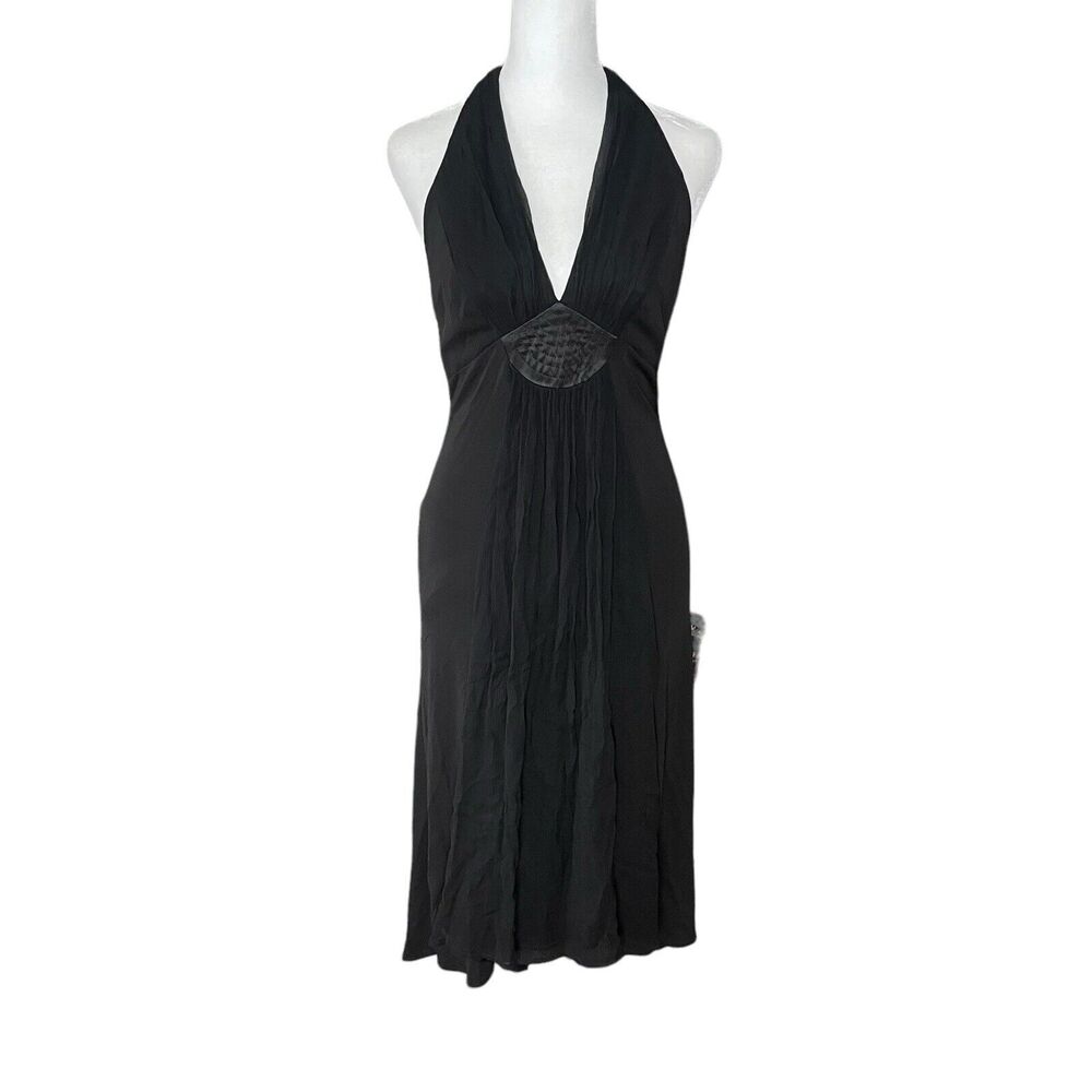 Citrine Womens US 4 Black Dress Vneck Plunge Racerback Empire Waist Party